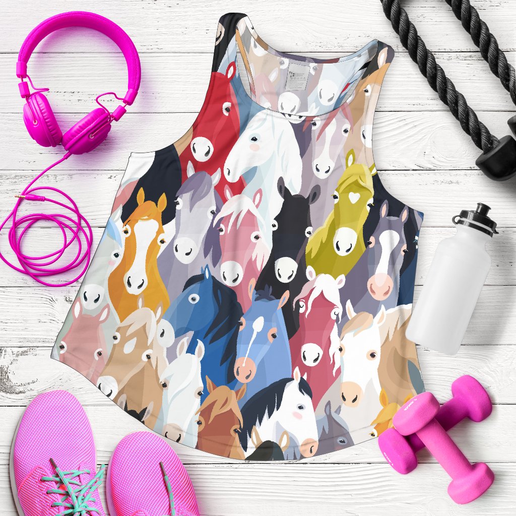 Colorful Horse Pattern Women Racerback Tank Top