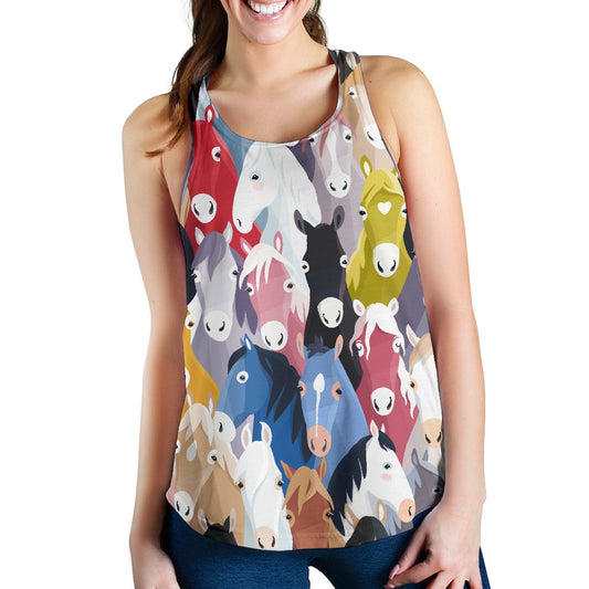 Colorful Horse Pattern Women Racerback Tank Top