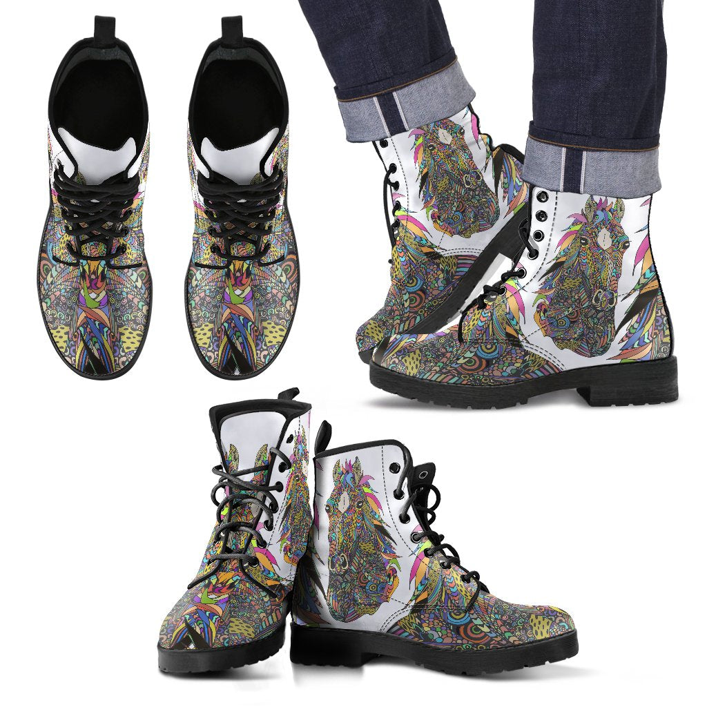 Colorful Horse Women & Men Leather Boots