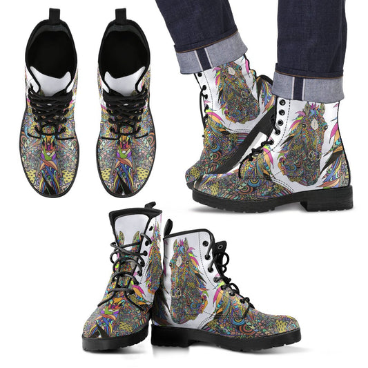 Colorful Horse Women & Men Leather Boots