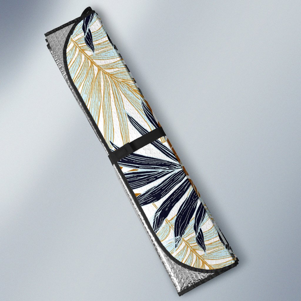 Colorful Tropical Palm Leaves Car Sun Shade-JorJune