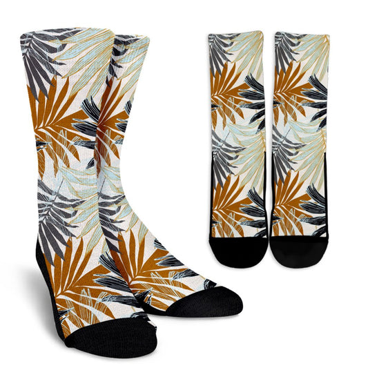 Colorful Tropical Palm Leaves Crew Socks