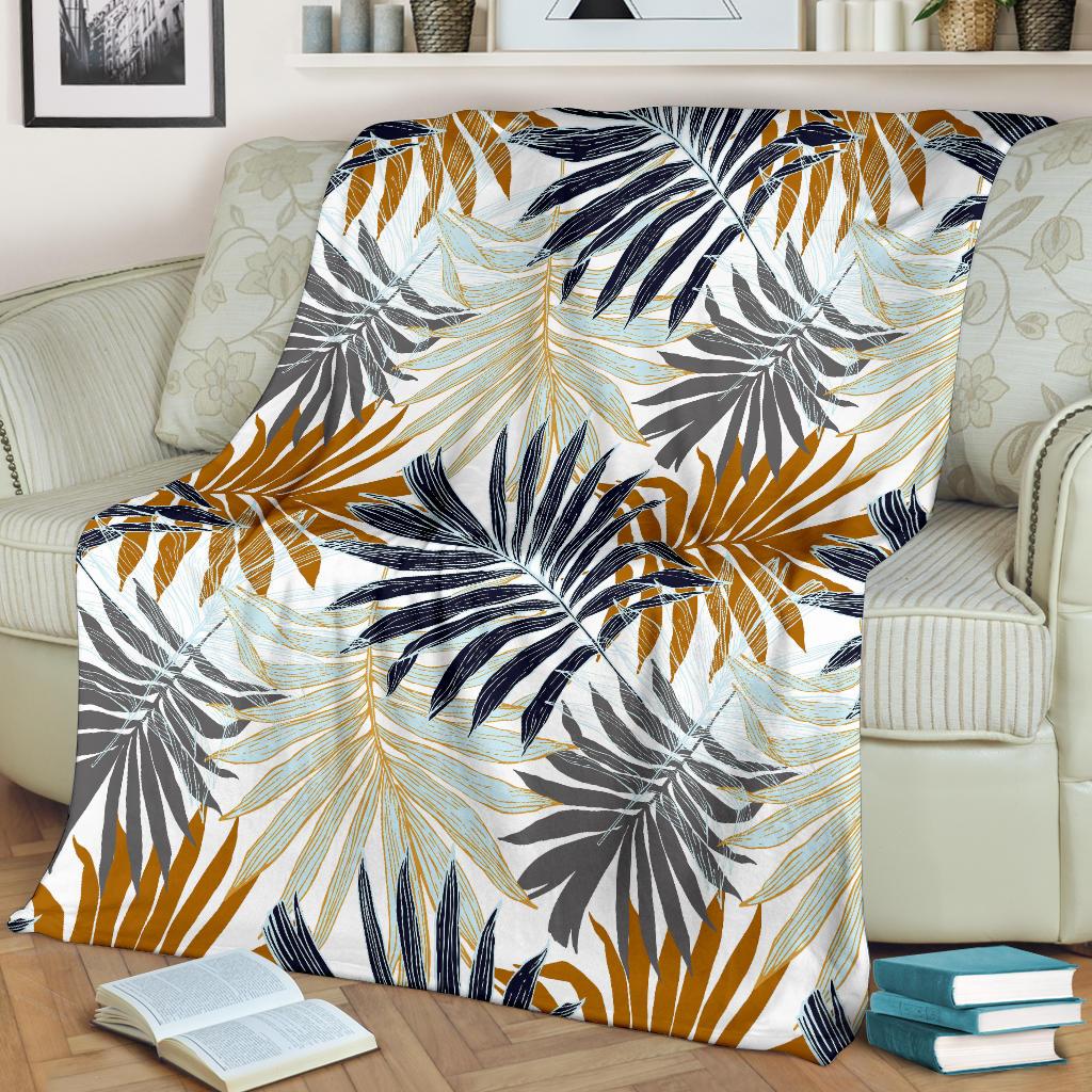Colorful Tropical Palm Leaves Fleece Blanket