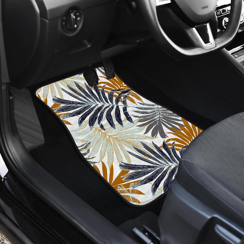 Colorful Tropical Palm Leaves Front and Back Car Floor Mats