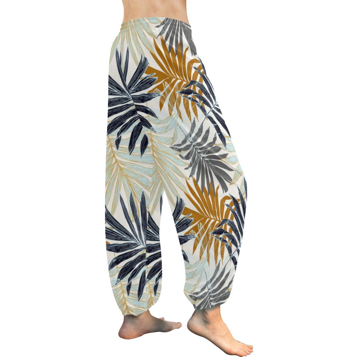 Colorful Tropical Palm Leaves Harem Pants