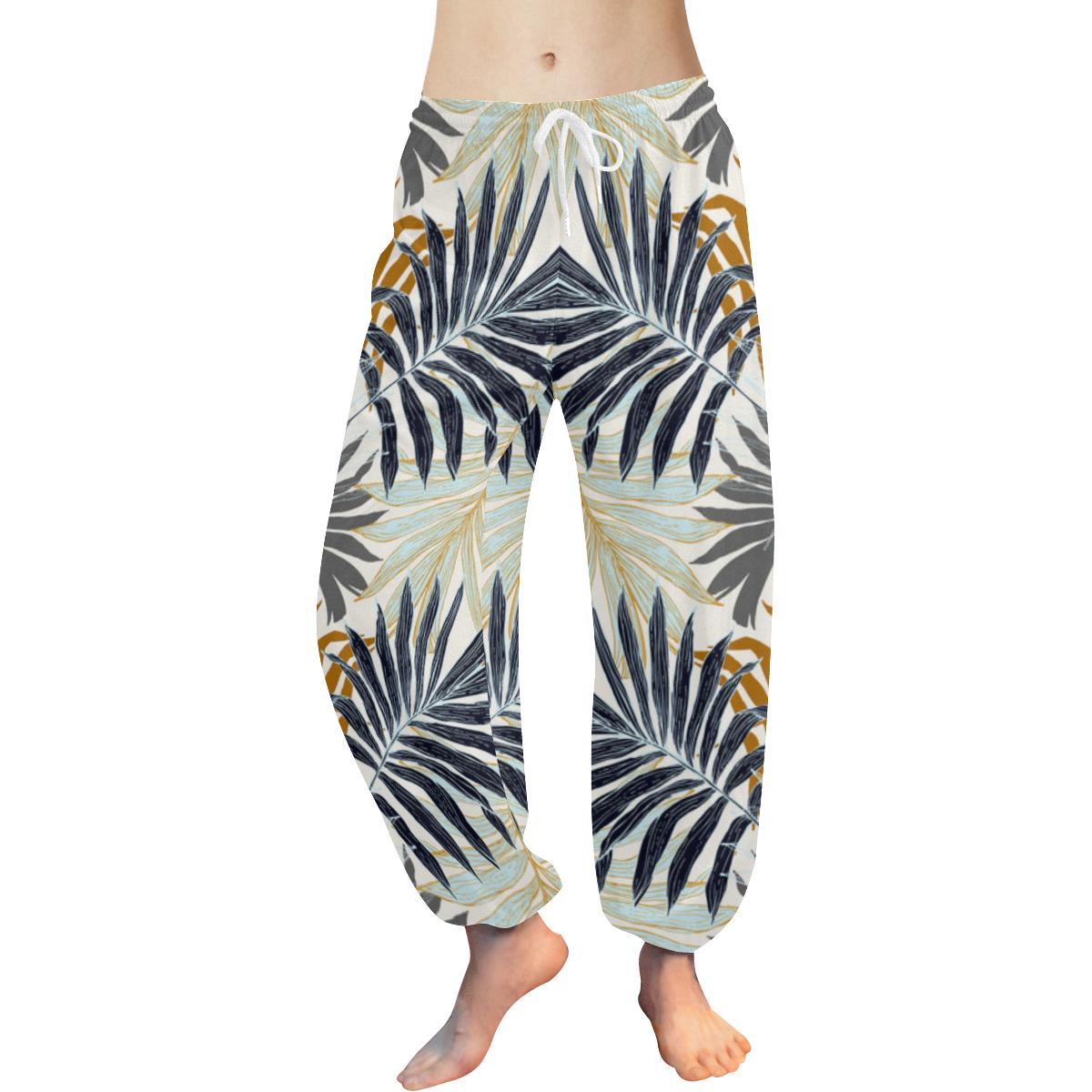 Colorful Tropical Palm Leaves Harem Pants