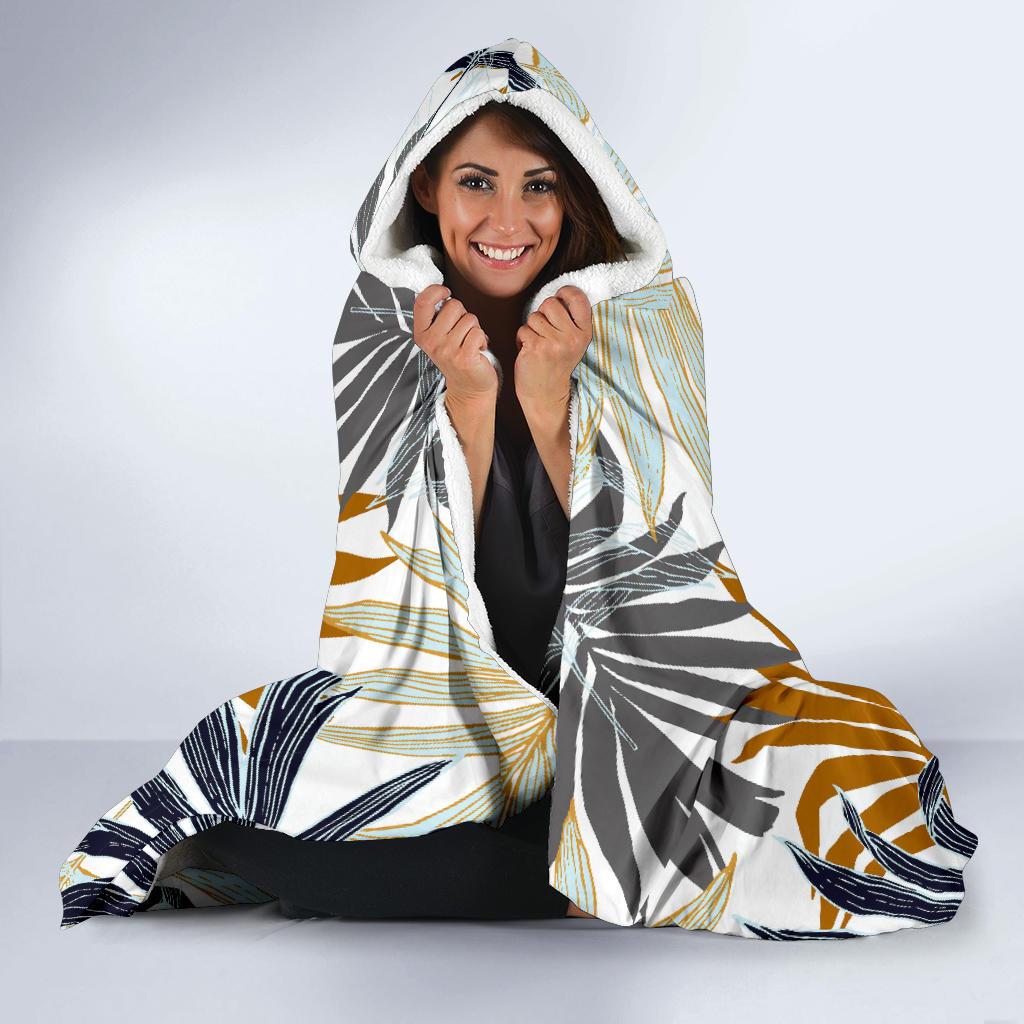 Colorful Tropical Palm Leaves Hooded Blanket-JORJUNE.COM