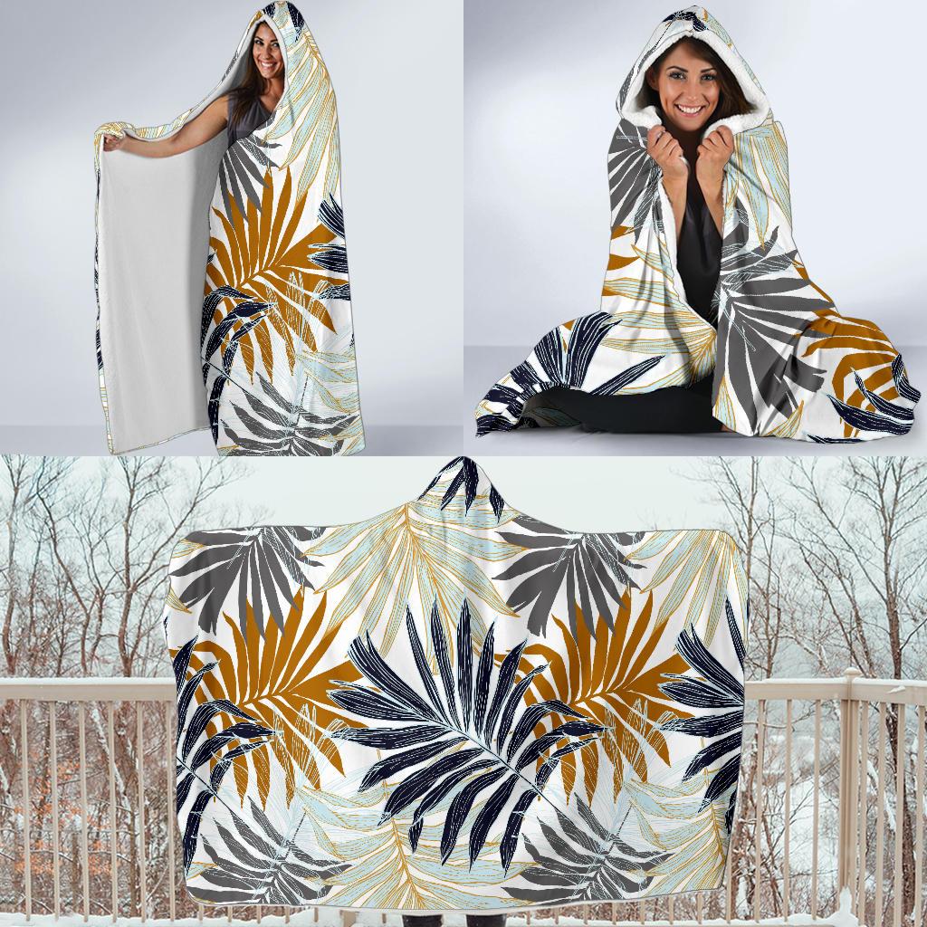 Colorful Tropical Palm Leaves Hooded Blanket-JORJUNE.COM