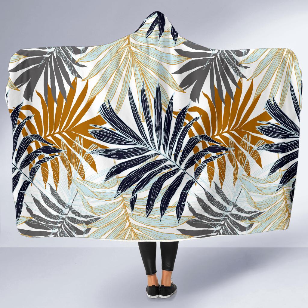 Colorful Tropical Palm Leaves Hooded Blanket-JORJUNE.COM