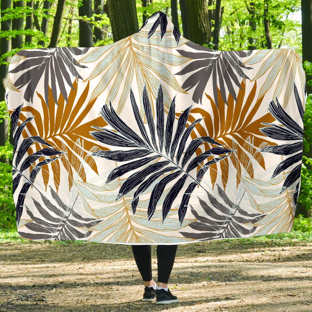 Colorful Tropical Palm Leaves Hooded Blanket-JORJUNE.COM