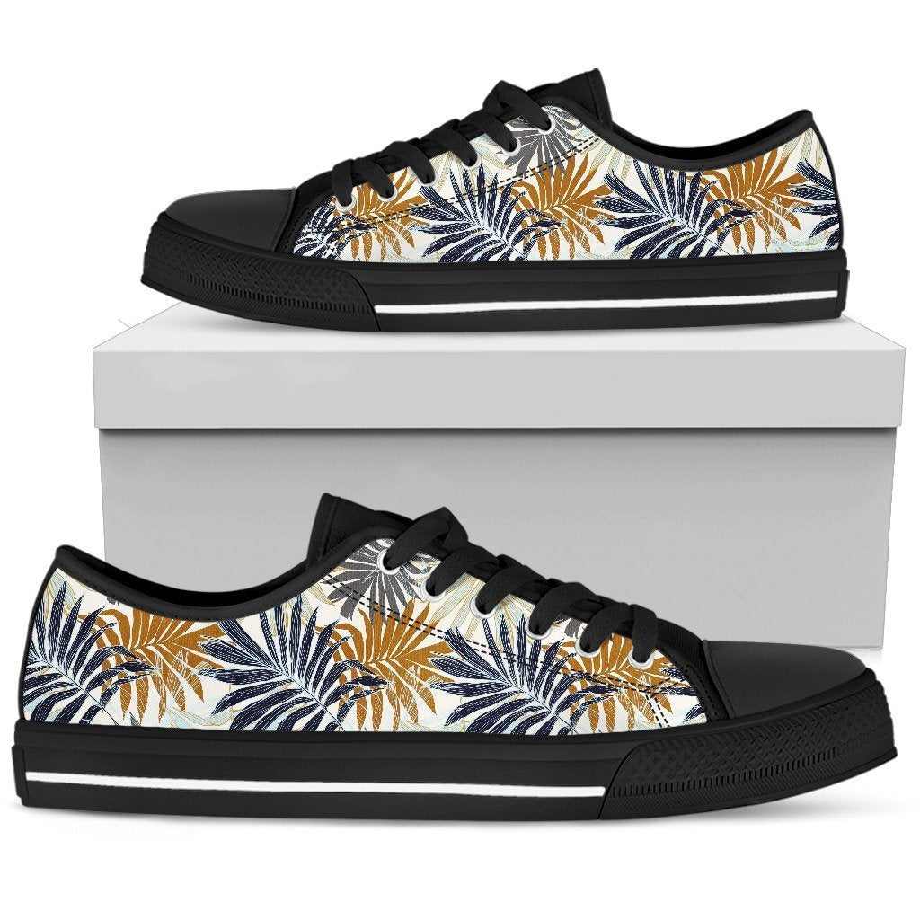 Colorful Tropical Palm Leaves Men Low Top Canvas Shoes