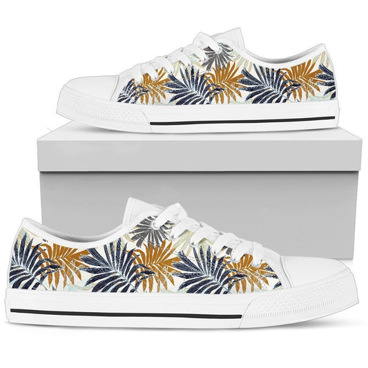 Colorful Tropical Palm Leaves Men Low Top Canvas Shoes