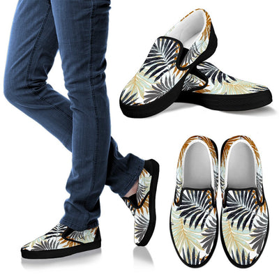 Colorful Tropical Palm Leaves Men Slip On Shoes
