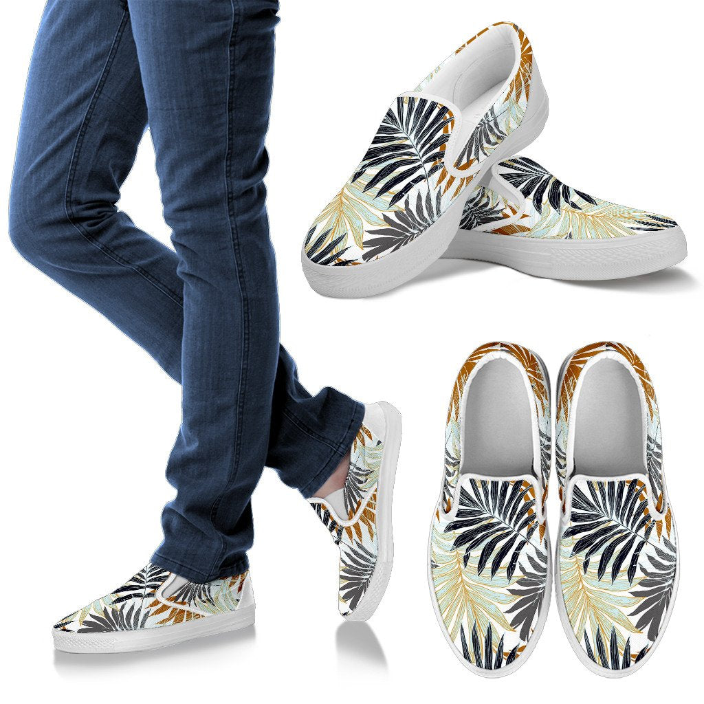 Colorful Tropical Palm Leaves Men Slip On Shoes