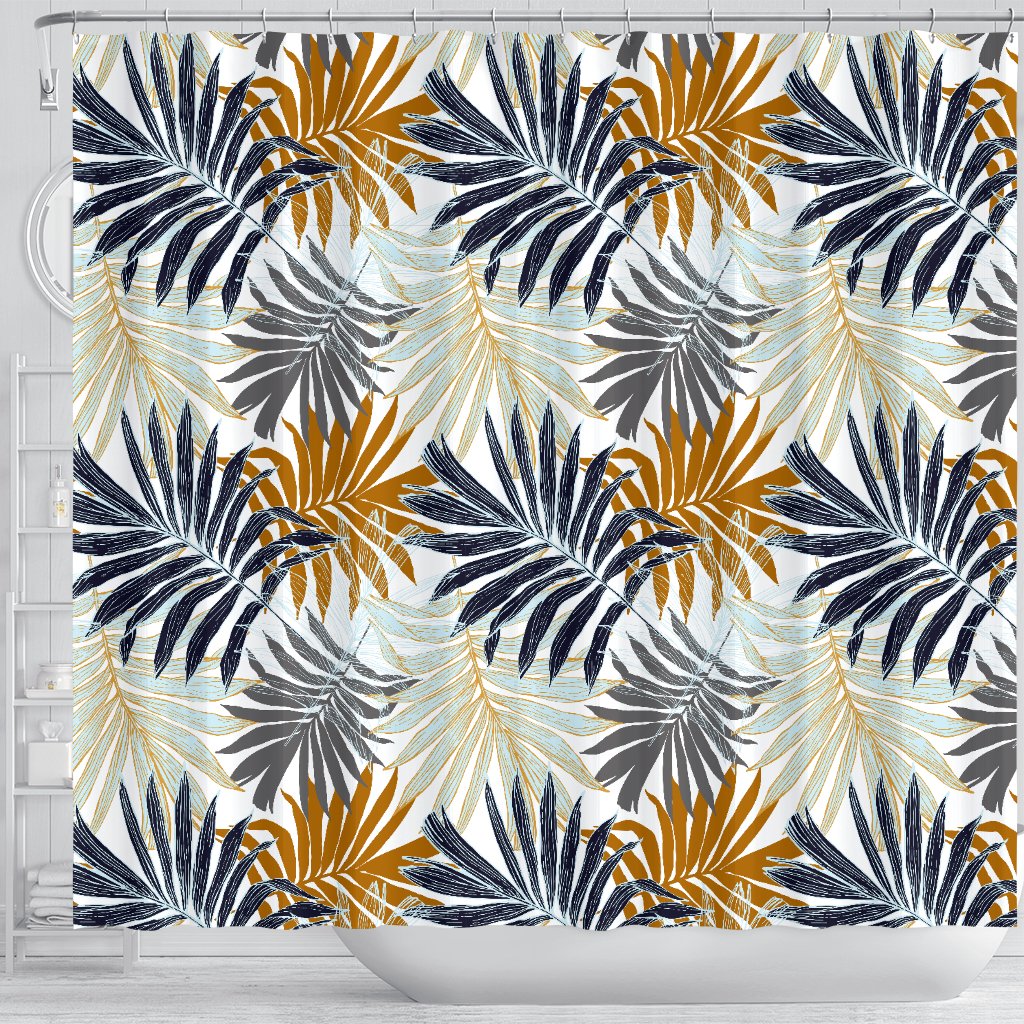 Colorful Tropical Palm Leaves Shower Curtain