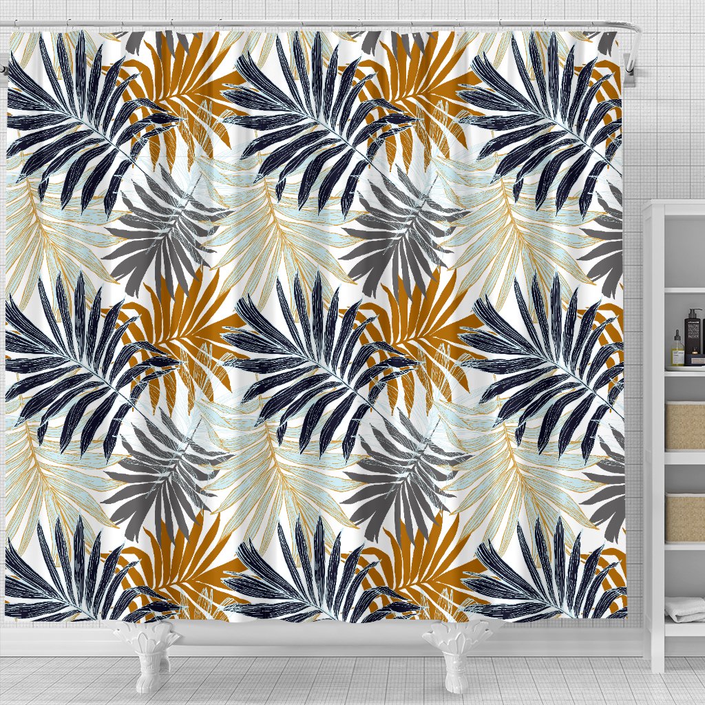 Colorful Tropical Palm Leaves Shower Curtain