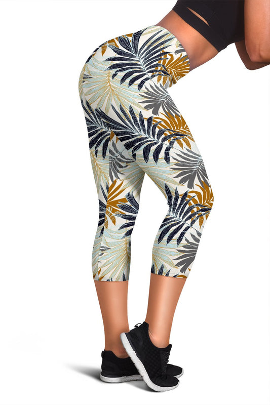 Colorful Tropical Palm Leaves Women Capris