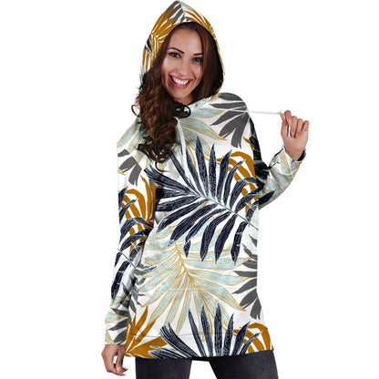Colorful Tropical Palm Leaves Women Hoodie Dress