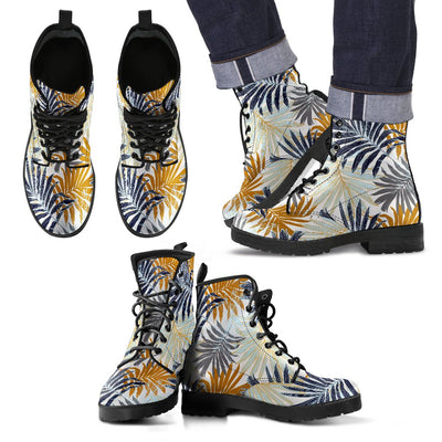 Colorful Tropical Palm Leaves Women & Men Leather Boots
