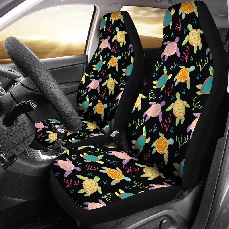 Colors Sea Turtle Pattern Print Universal Fit Car Seat Covers