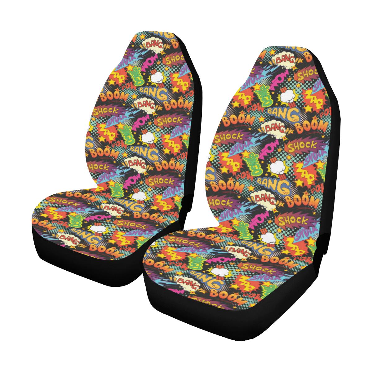 Comic Book Pattern Print Design 01 Car Seat Covers (Set of 2)-JORJUNE.COM