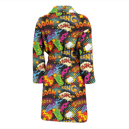 Comic Book Pattern Print Design 01 Men Bathrobe-JORJUNE.COM