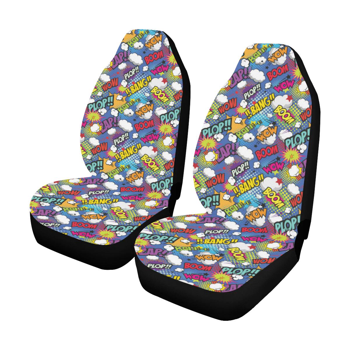 Comic Book Pattern Print Design 02 Car Seat Covers (Set of 2)-JORJUNE.COM