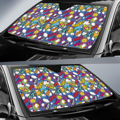 Comic Book Pattern Print Design 02 Car Sun Shade-JORJUNE.COM