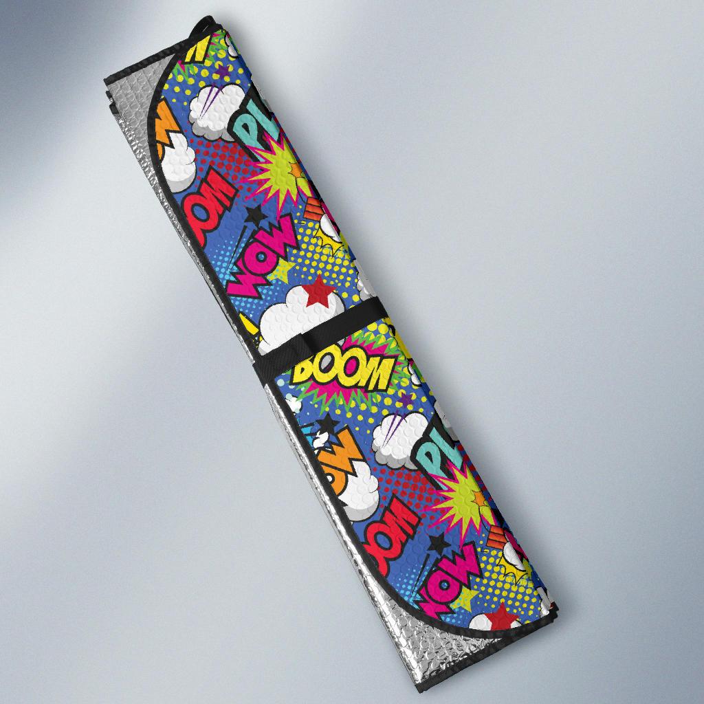Comic Book Pattern Print Design 02 Car Sun Shade-JORJUNE.COM