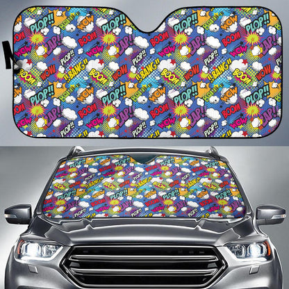 Comic Book Pattern Print Design 02 Car Sun Shade-JORJUNE.COM