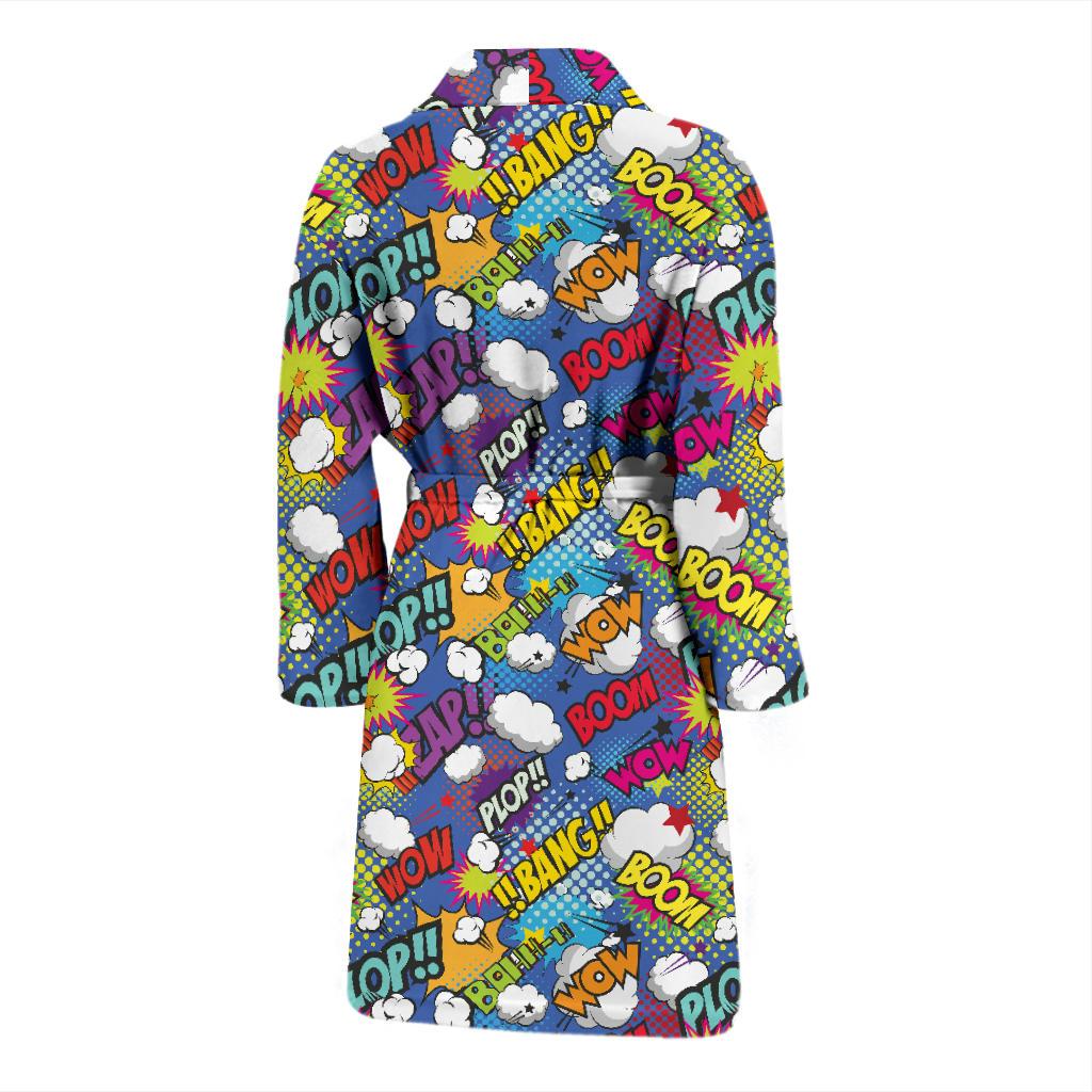 Comic Book Pattern Print Design 02 Men Bathrobe-JORJUNE.COM