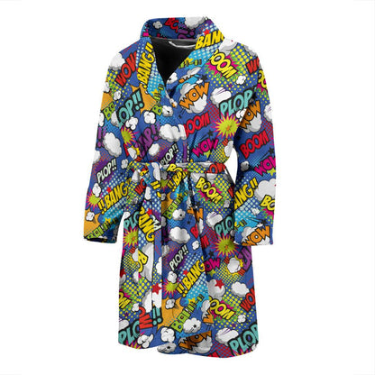 Comic Book Pattern Print Design 02 Men Bathrobe-JORJUNE.COM