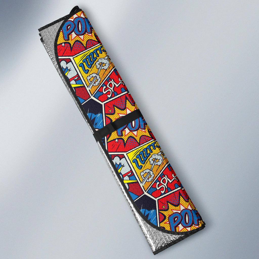 Comic Book Pattern Print Design 03 Car Sun Shade-JORJUNE.COM