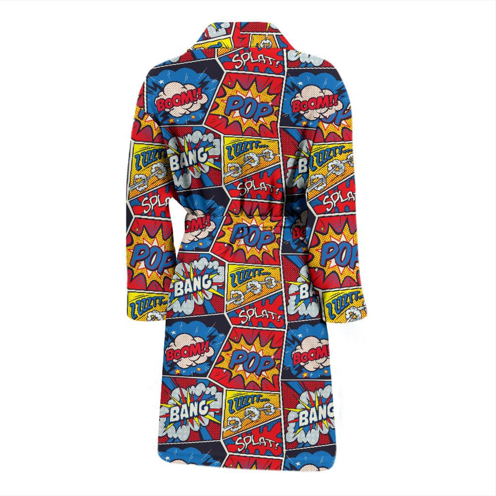 Comic Book Pattern Print Design 03 Men Bathrobe-JORJUNE.COM