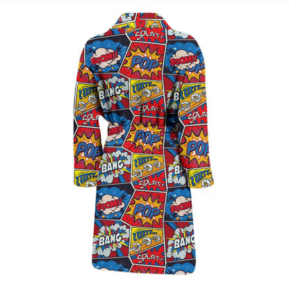 Comic Book Pattern Print Design 03 Men Bathrobe-JORJUNE.COM