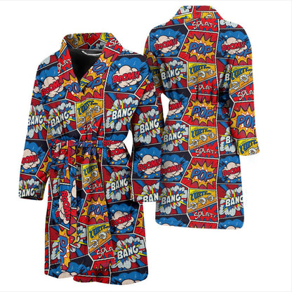 Comic Book Pattern Print Design 03 Men Bathrobe-JORJUNE.COM