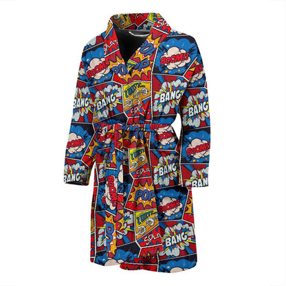 Comic Book Pattern Print Design 03 Men Bathrobe-JORJUNE.COM