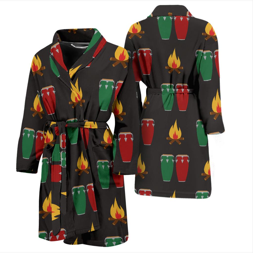 Conga Pattern Print Design 01 Men Bathrobe-JORJUNE.COM
