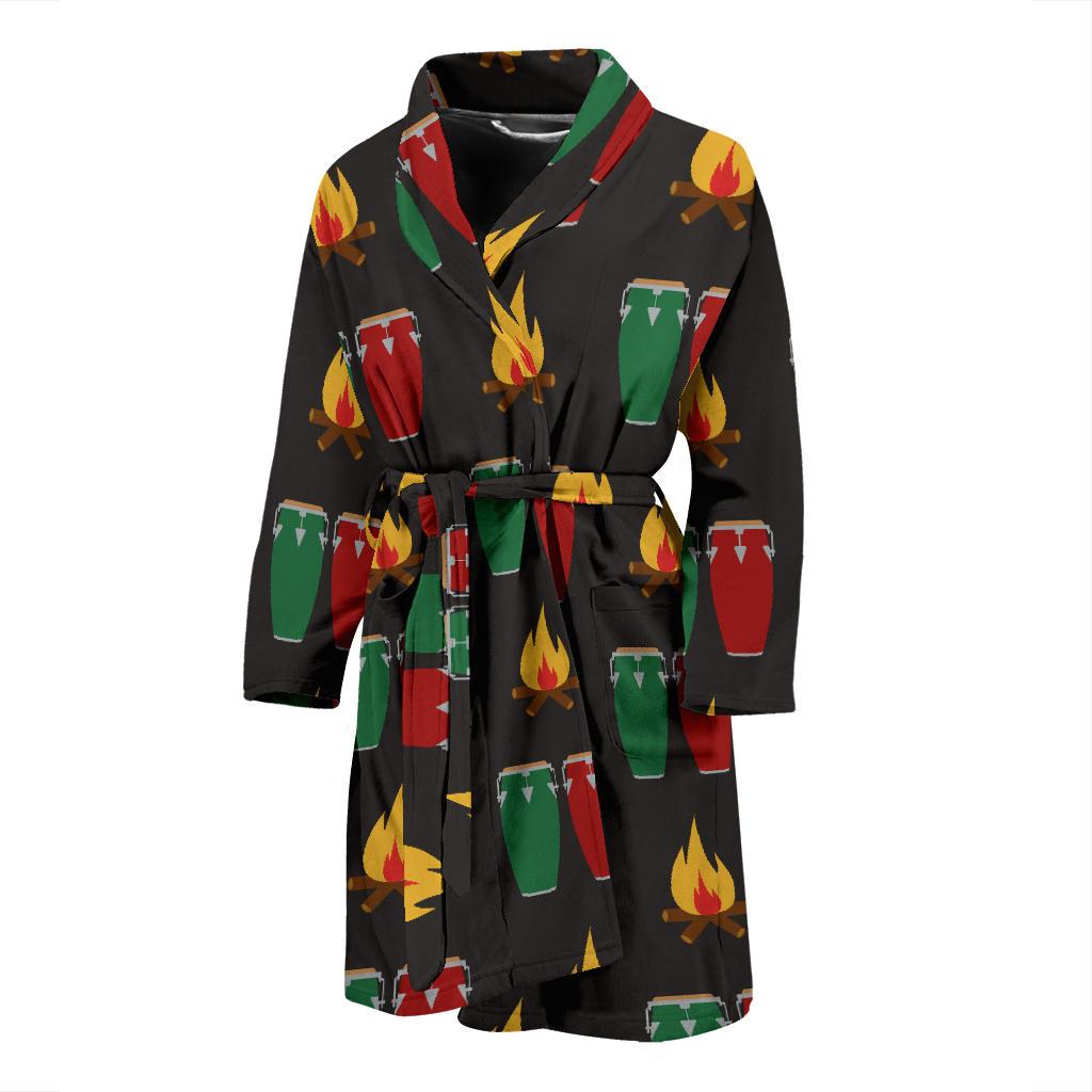 Conga Pattern Print Design 01 Men Bathrobe-JORJUNE.COM