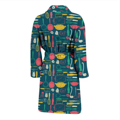 Cooking Kitchen Tools Pattern Print Design 01 Men Bathrobe-JORJUNE.COM