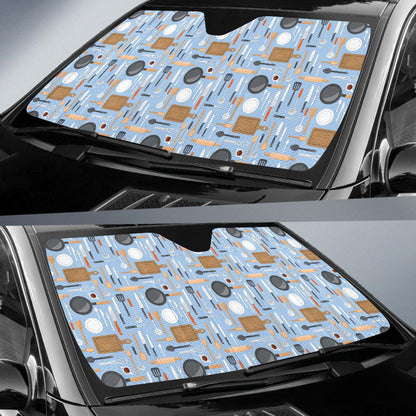 Cooking Kitchen Tools Pattern Print Design 02 Car Sun Shade-JORJUNE.COM