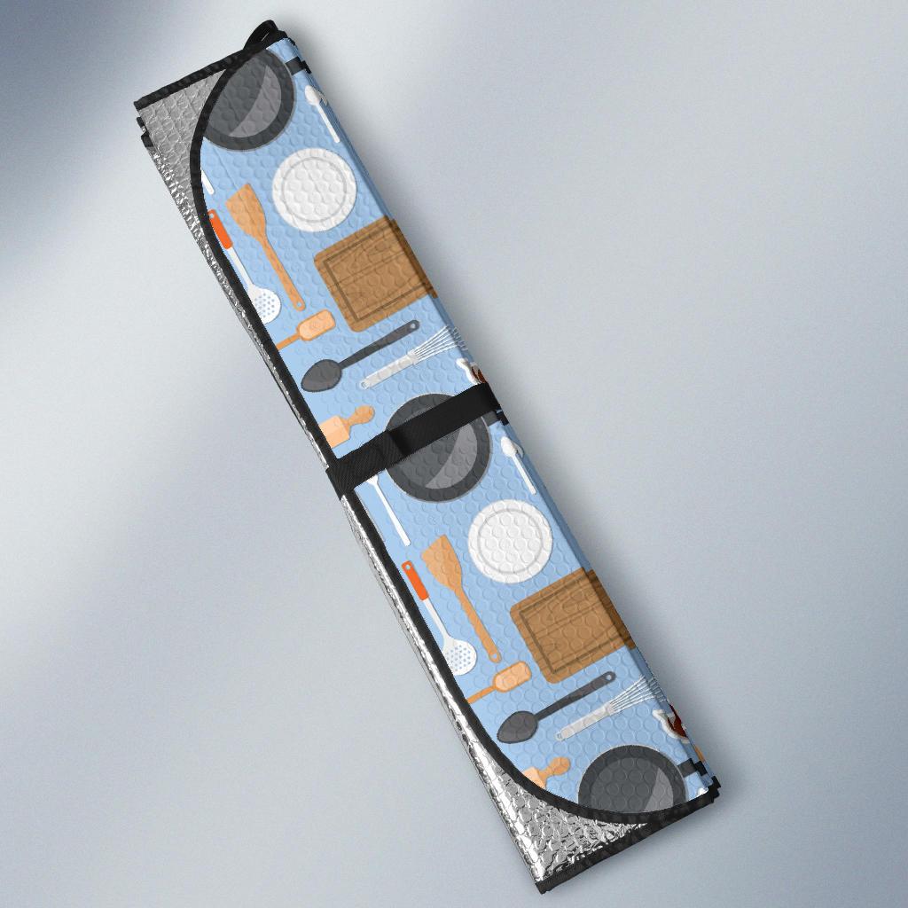 Cooking Kitchen Tools Pattern Print Design 02 Car Sun Shade-JORJUNE.COM