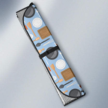 Cooking Kitchen Tools Pattern Print Design 02 Car Sun Shade-JORJUNE.COM