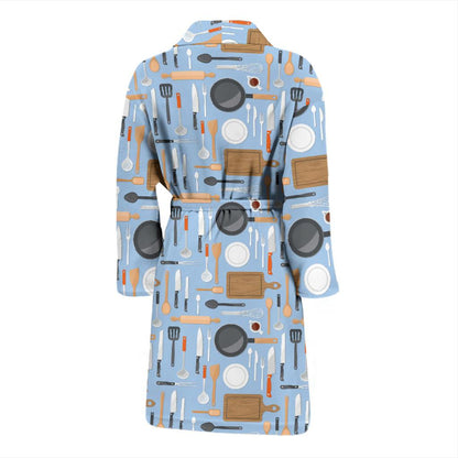 Cooking Kitchen Tools Pattern Print Design 02 Men Bathrobe-JORJUNE.COM