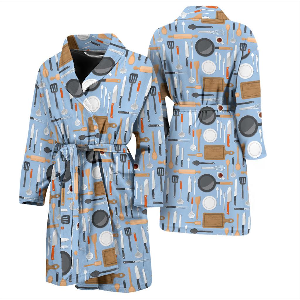 Cooking Kitchen Tools Pattern Print Design 02 Men Bathrobe-JORJUNE.COM