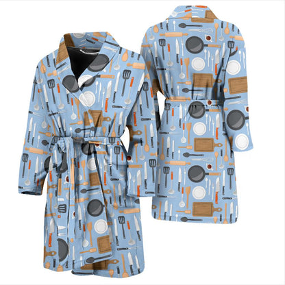 Cooking Kitchen Tools Pattern Print Design 02 Men Bathrobe-JORJUNE.COM