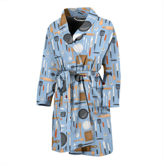 Cooking Kitchen Tools Pattern Print Design 02 Men Bathrobe-JORJUNE.COM