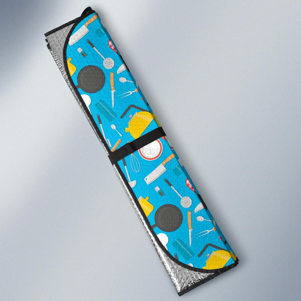 Cooking Kitchen Tools Pattern Print Design 03 Car Sun Shade-JORJUNE.COM