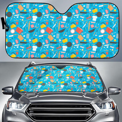 Cooking Kitchen Tools Pattern Print Design 03 Car Sun Shade-JORJUNE.COM