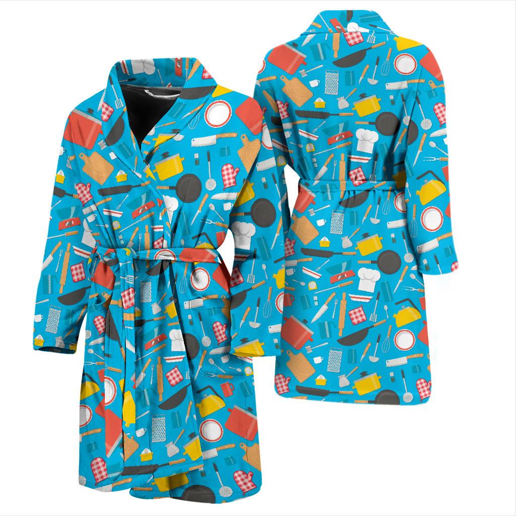 Cooking Kitchen Tools Pattern Print Design 03 Men Bathrobe-JORJUNE.COM